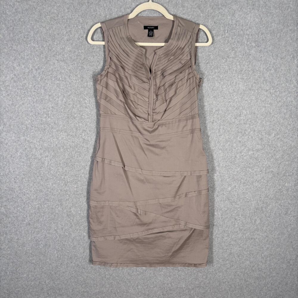 Alfani Dress 4 Bandage Layer Asymmetric Stretch Neutral Quiet Luxury Avant Garde